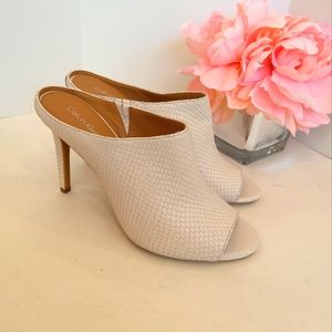 Calvin Klein high heels white leather sandals